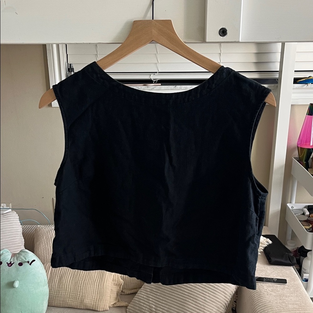 Linen Black Sleeveless Top